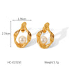 Women's Stainless Steel Irregular Pearl Electroplated Geometric Earrings