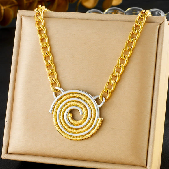 Women's Stainless Steel Jewelry Set With Color Circle Thread Connection And Electroplating Treatment