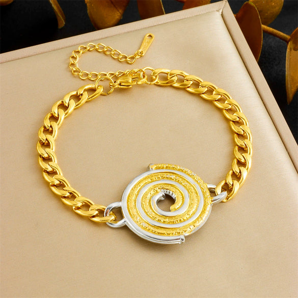 Women's Stainless Steel Jewelry Set With Color Circle Thread Connection And Electroplating Treatment