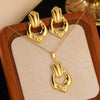 Women's Stainless Steel Jewelry Set With Flower Peach Heart Bow Earrings And Necklace Butterfly Dragonfly Insect Pattern Electroplated