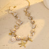 Women's Stainless Steel 18K Electroplated Clavicle Chain Necklace With Irregular Shell Conch Starfish Pendant In Vacation Style