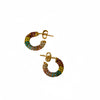 Women's Stainless Steel 18K Electroplated Cshaped Colorful Full Diamond And Pearl Zircon Earrings Light Luxury Style
