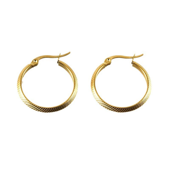 Women's 316L Stainless Steel 18K Geometric Round Striped Earrings With Electroplating