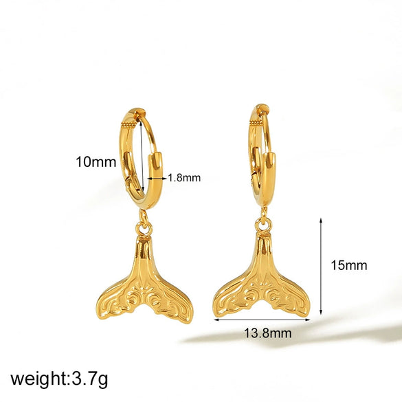 Women's Stainless Steel 18K Gold Electroplated Geometric Design Earrings