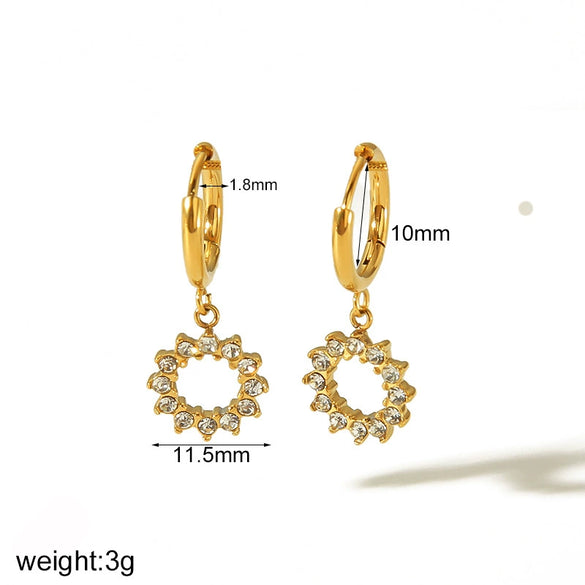 Women's Stainless Steel 18K Gold Electroplated Geometric Design Earrings