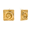 Women's Stainless Steel 18K Gold Electroplated Geometric Pattern Square Earrings