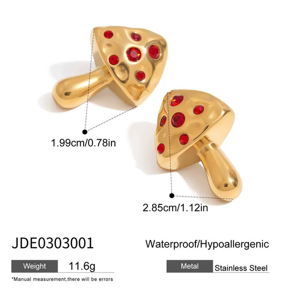 Women's Stainless Steel 18K Gold Electroplated Star Pattern Mushroom Style Earrings