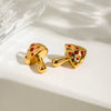 Women's Stainless Steel 18K Gold Electroplated Star Pattern Mushroom Style Earrings