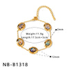 Women's Stainless Steel 18K Gold Plated Bracelet With Round Water Drop Shell Design And Geometric Pattern Simple Fashion Chain