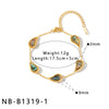 Women's Stainless Steel 18K Gold Plated Bracelet With Round Water Drop Shell Design And Geometric Pattern Simple Fashion Chain