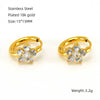 Women's 316L Stainless Steel 18K Gold Plated Flower Zircon Inlaid Earrings