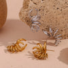 Women's Stainless Steel 18K Gold Plated Geometric Cshaped Gradient Blooming Petals Fashion Earrings