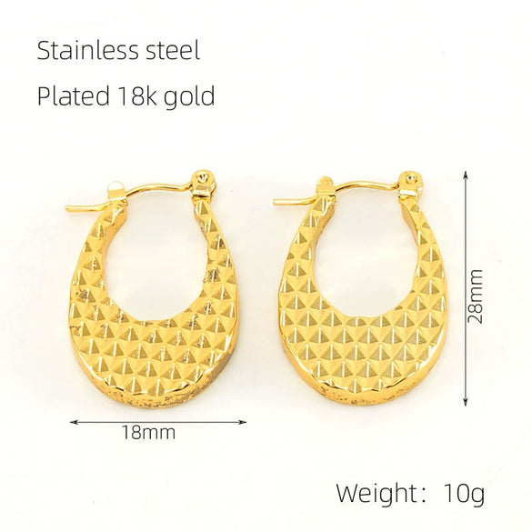 Women's 316L Stainless Steel 18K Gold Plated Geometric Exaggerated Spiral Wave Point Earring Buckles