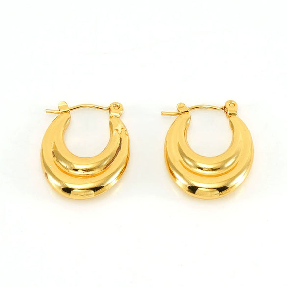 Women's 316L Stainless Steel 18K Gold Plated Geometric Exaggerated Spiral Wave Point Earring Buckles