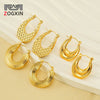 Women's 316L Stainless Steel 18K Gold Plated Geometric Exaggerated Spiral Wave Point Earring Buckles