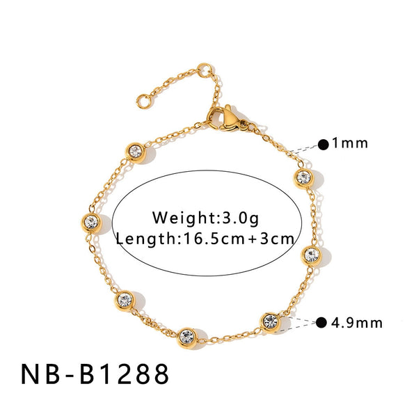 Women's Stainless Steel 18K Gold Plated Geometric Heart Bracelet With Zircon Inlay And Electroplated Finish