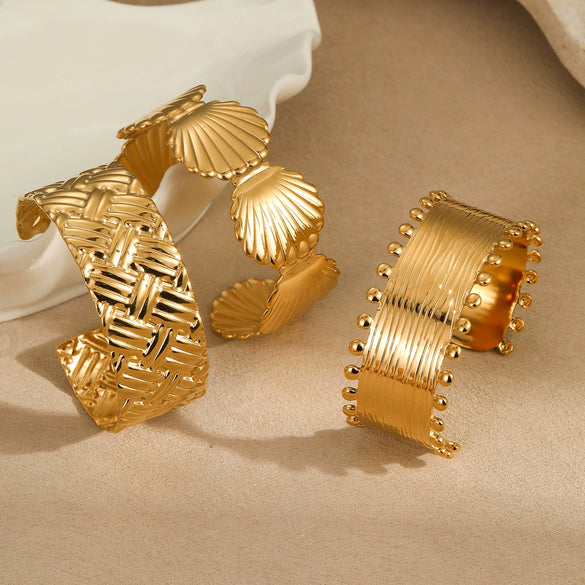 Women's Stainless Steel 18K Gold Plated Geometric Style Bracelet