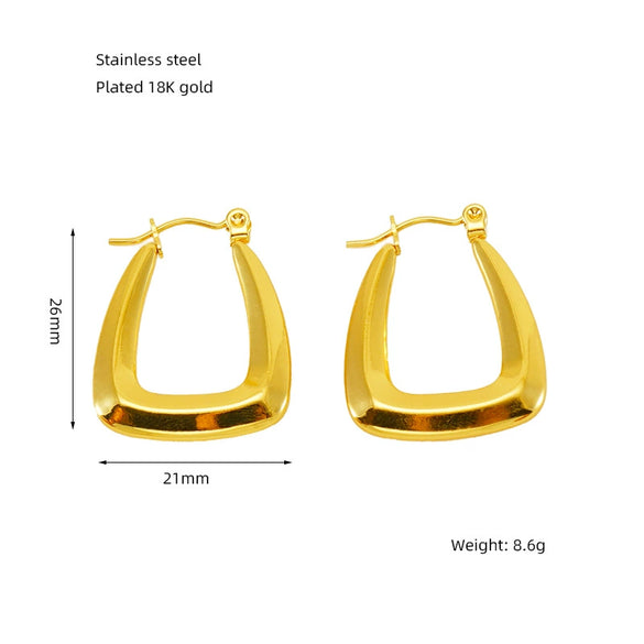 Women's 316L Stainless Steel 18K Gold Plated Geometric Ushape Electroplated Earrings