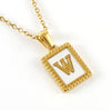 Women's 316L Stainless Steel 18K Gold Plated Letter Pendant Necklace With Natural Shell Inlay And Electroplating