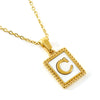 Women's 316L Stainless Steel 18K Gold Plated Letter Pendant Necklace With Natural Shell Inlay And Electroplating