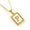 Women's 316L Stainless Steel 18K Gold Plated Letter Pendant Necklace With Natural Shell Inlay And Electroplating