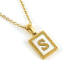 Women's 316L Stainless Steel 18K Gold Plated Letter Pendant Necklace With Natural Shell Inlay And Electroplating