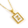 Women's 316L Stainless Steel 18K Gold Plated Letter Pendant Necklace With Natural Shell Inlay And Electroplating