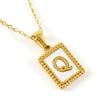 Women's 316L Stainless Steel 18K Gold Plated Letter Pendant Necklace With Natural Shell Inlay And Electroplating