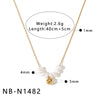 Women's Stainless Steel 18K Gold Plated Necklace With Natural Pearl Small Square Geometric Pendant And Regular Clavicle Chain