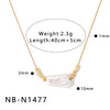 Women's Stainless Steel 18K Gold Plated Necklace With Natural Pearl Small Square Geometric Pendant And Regular Clavicle Chain