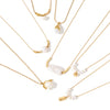 Women's Stainless Steel 18K Gold Plated Necklace With Natural Pearl Small Square Geometric Pendant And Regular Clavicle Chain