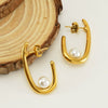 Women's 316L Stainless Steel 18K Gold Plated Ushape Geometric High Sense Electroplated Earrings