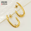 Women's 316L Stainless Steel 18K Gold Plated Ushape Geometric High Sense Electroplated Earrings