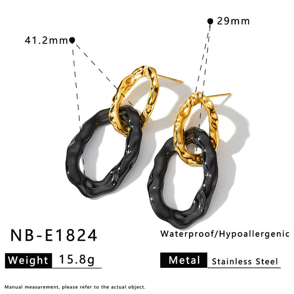Women's Stainless Steel 18K Gold Vacuum Plated Geometric Irregular Earrings With Simple Fashion Design