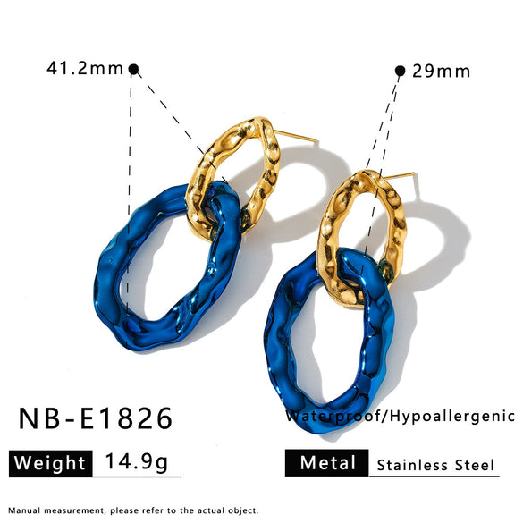 Women's Stainless Steel 18K Gold Vacuum Plated Geometric Irregular Earrings With Simple Fashion Design