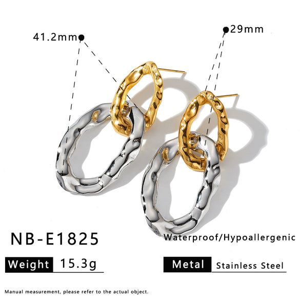 Women's Stainless Steel 18K Gold Vacuum Plated Geometric Irregular Earrings With Simple Fashion Design