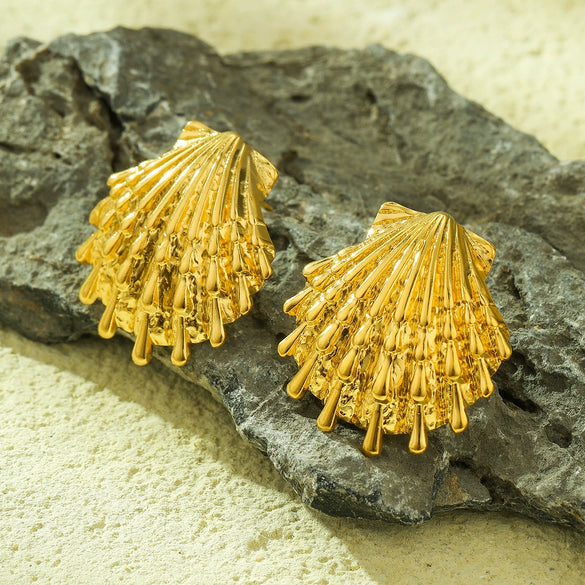 Women's Stainless Steel 18K Goldplated Ocean Style Earrings