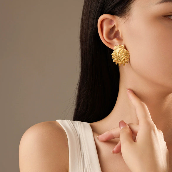 Women's Stainless Steel 18K Goldplated Ocean Style Earrings