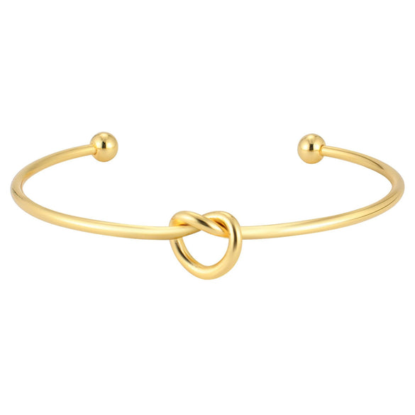 Women's Stainless Steel Knotted Heart Bracelet Simple Glossy Electroplated Heart Shape Tennis Bracelet