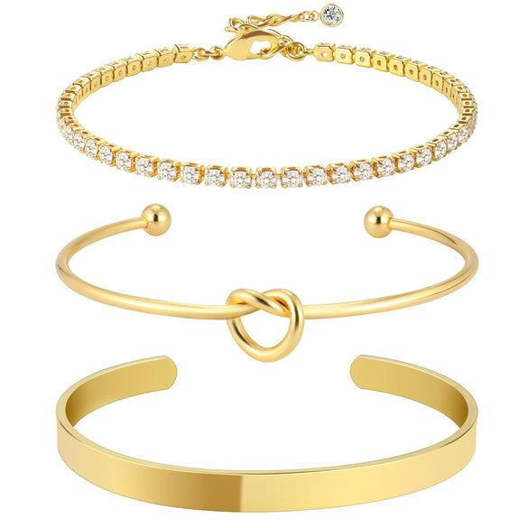 Women's Stainless Steel Knotted Heart Bracelet Simple Glossy Electroplated Heart Shape Tennis Bracelet