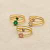 Women's Stainless Steel Layered Hexagonal Colored Zircon Ring With Electroplated Finish Simple Geometric Fashion Jewelry
