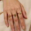 Women's Stainless Steel Layered Hexagonal Colored Zircon Ring With Electroplated Finish Simple Geometric Fashion Jewelry