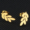Women's Stainless Steel Leaf Flower Earrings With Electroplated Finish Botanical Fashion Jewelry