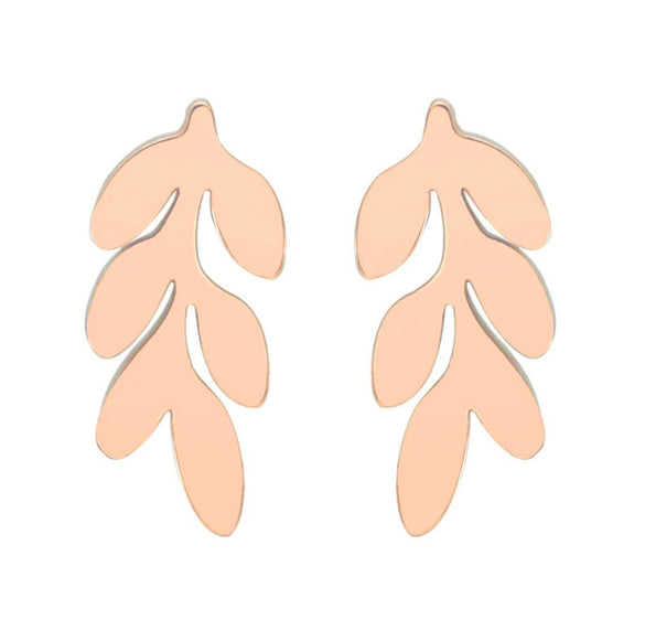 Women's Stainless Steel Leaf Flower Earrings With Electroplated Finish Botanical Fashion Jewelry