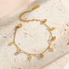 Women's Stainless Steel Leaf Pattern Geometric Bracelet With Rhinestones And Vacuum Plated Finish