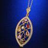 Women's Stainless Steel Leaf Pendant Necklace With Colorful Zircon And Plant Flower Pattern
