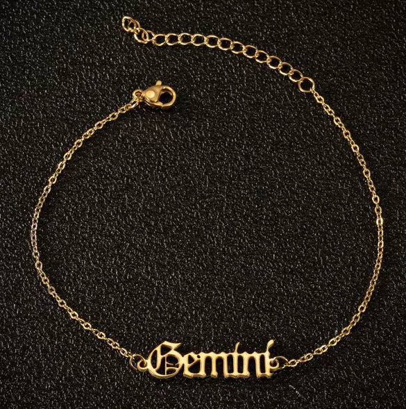 Women's Stainless Steel Letter Charm Anklet With Constellation Inspired Design For Wholesale