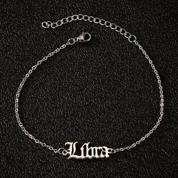Women's Stainless Steel Letter Charm Anklet With Constellation Inspired Design For Wholesale