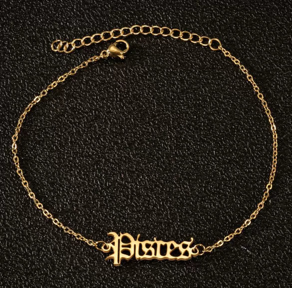 Women's Stainless Steel Letter Charm Anklet With Constellation Inspired Design For Wholesale