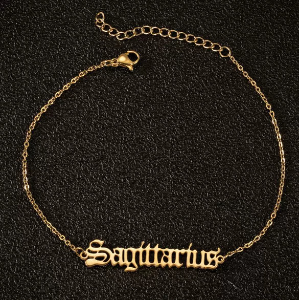Women's Stainless Steel Letter Charm Anklet With Constellation Inspired Design For Wholesale
